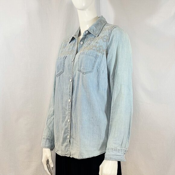 Denim Shirt With Crosshatch Stitching | Sonoma - Picture 1 of 7